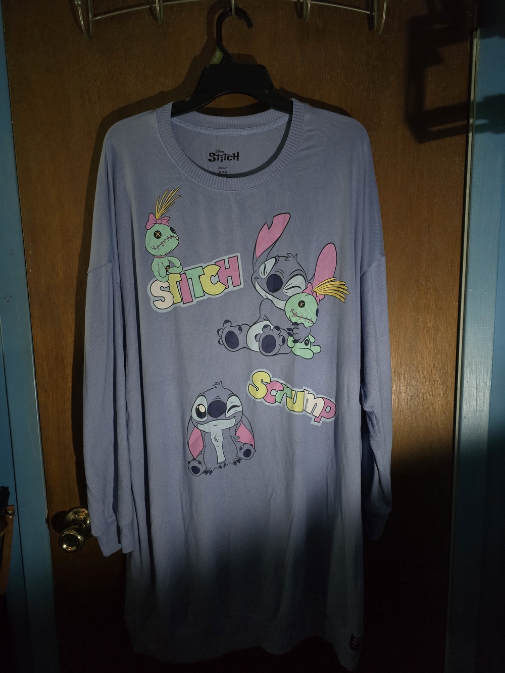 Stitch Blue Graphic Long Sleeve Sleepshirt - Disney